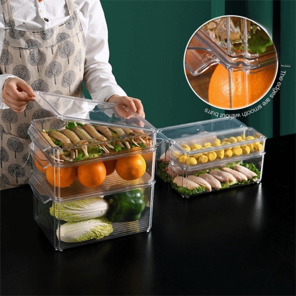 with Lids Fridge Organizer Box Transparent Kitchen Storage Box Fridge Drawer Organizer  Office