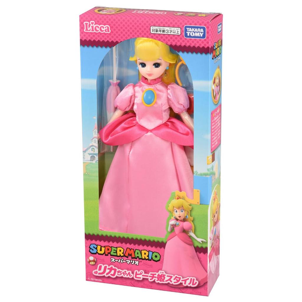 Takara Tomy Licca-chan Doll Super Mario Licca-chan Princess Peach Style Dress-up Pretend Play Toy (Ages 3 and up)
