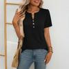 Women's Fashionable Casual Button-Up V-Neck Short-Sleeve T-Shirt