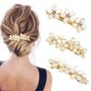 MAYCREATE® 3Pcs Floral Hair Clips for Girls Women, Stylish Clip Hair Accessories for Woman, Metal French Barrettes, Opal Embellishment Hair Pins, Mot