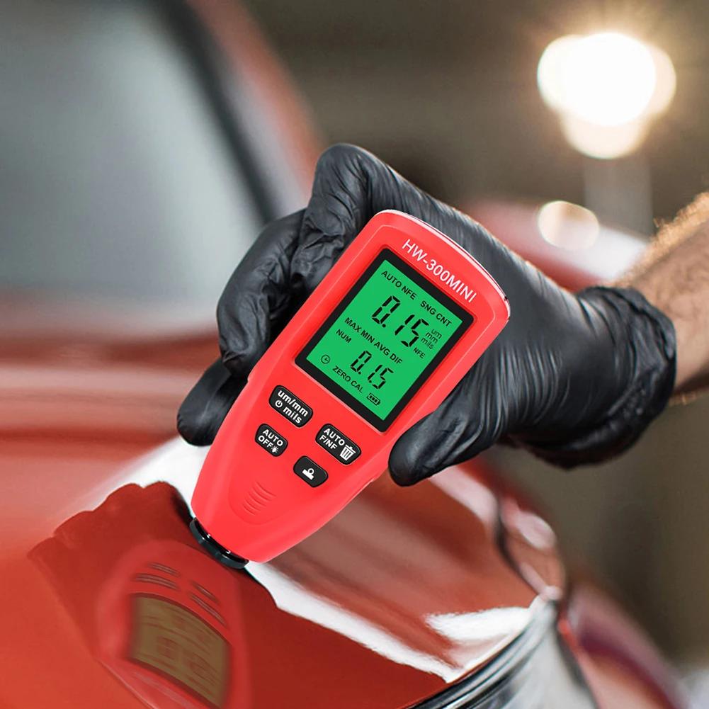 HW-300MINI Coating Thickness Gauge 0-2000UM Car Coating Thickness Measurer Portable Auto Paint Gauge Meter for Cars Auto Vehicle