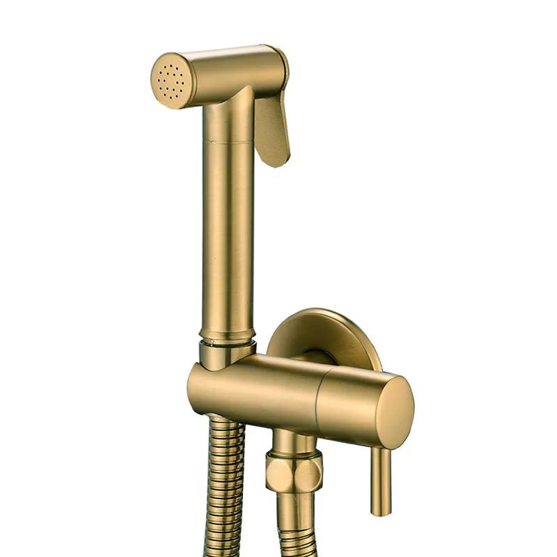 Gold Brass Bidet Faucet Black Handheld Toilet Bidet Bathroom Set Shattaf Sprayer Portable Hygienic Shower Gray