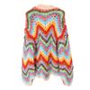 Trendy V-neck Rainbow Cable Knit Cardigan - Loose Fit for Autumn/Winter