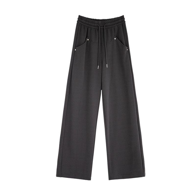 Huamian sweatpants women's trousers autumn and winter new straight wide-leg trousers high waist loose small casual sweatpants