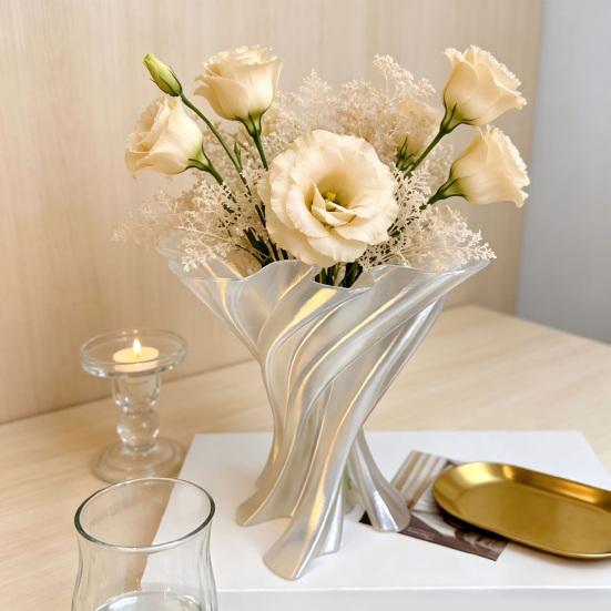 Stylish Room Decor for Bedroom Twisted Flower Vase, 3D Printed Irregular Vases Table Decor, Creative Holiday Gifts Lovers Modern Decorative Vase Home