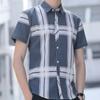 Fashion Shirt Men's Summer Short-sleeved Plaid Casual Slim Trend Non-iron Anti-wrinkle Shirt Blouse Men