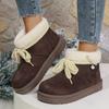 Fashion Women's Short Boots 2025 Winter New Outdoor Thicken Warm Slip on Snow Boots Comfortable Fashion Bow Knot Non Slip Cotton Shoes