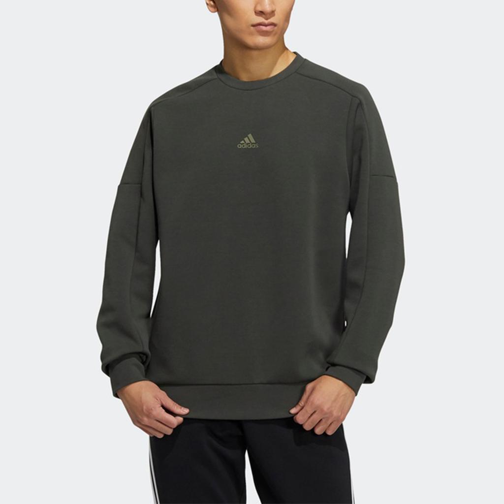 Adidas Bluza z okrągłym dekoltem z logo Męska bluza Ciemno-ziemisto-brązowa HD0350