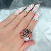 5pcs Women Bowknot Nail Ring Charm Crown Flower Finger Nail Rings
