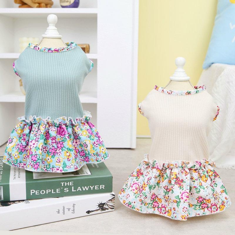 Pet Clothing Dog Clothing Spring Summer Thin Teddy Cat Bigbear Pomeranian Small Dog Princess Jumpsuit Skirt