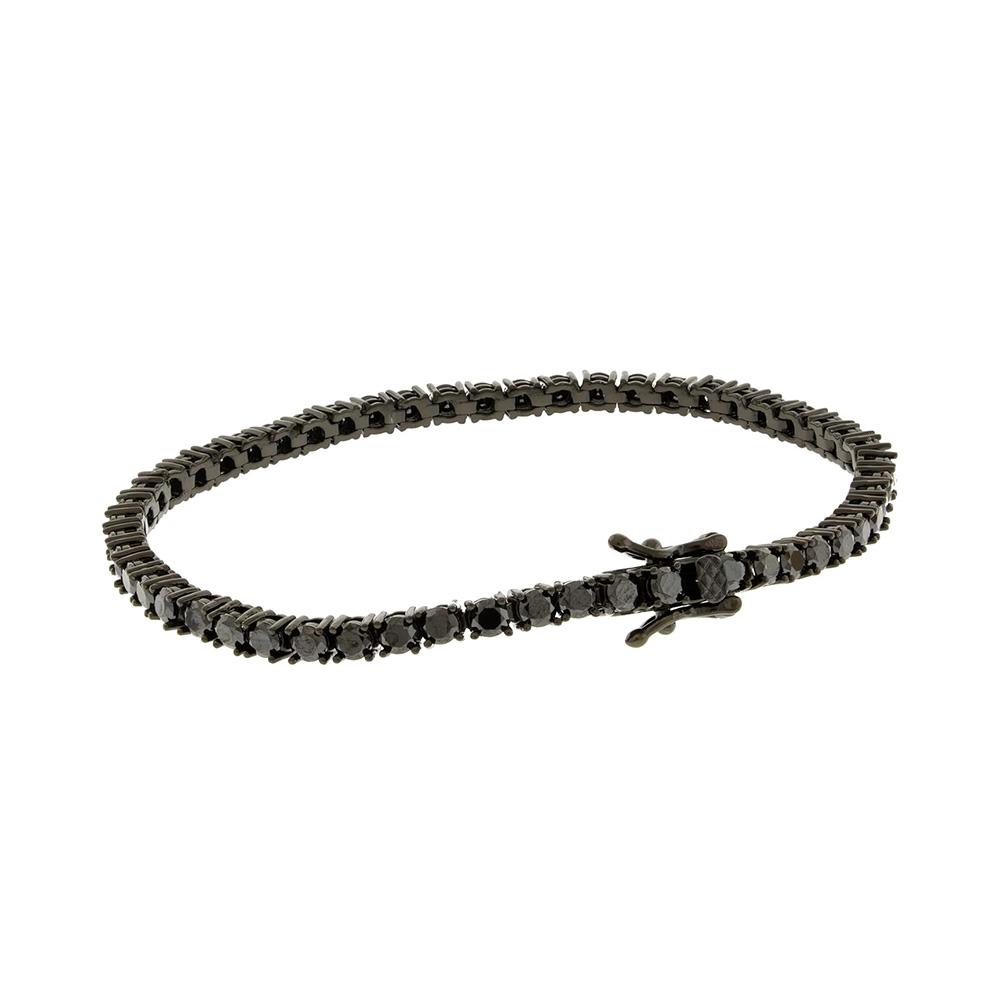 Schwarz Gold Plated Tennisarmbänder Damen Herren 1 Reihe 4mm Zirkonia Iced 5A CZ Stein Kastenschließe Klassisch Jubiläum Mode