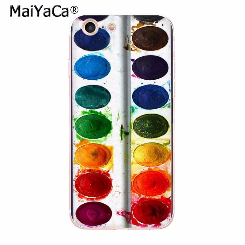 MaiYaCa Kleurrijke Waterverf Set Verfpalet telefoonhoesje voor iPhone 13 SE 2020 11 pro 8 7 66S Plus X 10 5S SE XR XS XS MAX