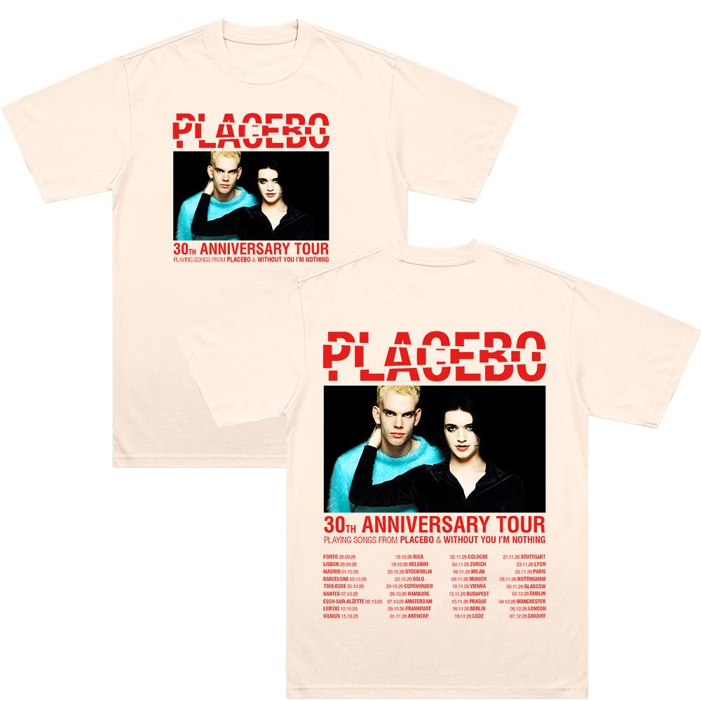 Placebo 30. JUBILÄUMSTOUR Grafik-T-Shirts Harajuku Alternative Metal Rock Band Baumwollkleidung Damen Herren Rundhals Komfort-T-Shirt