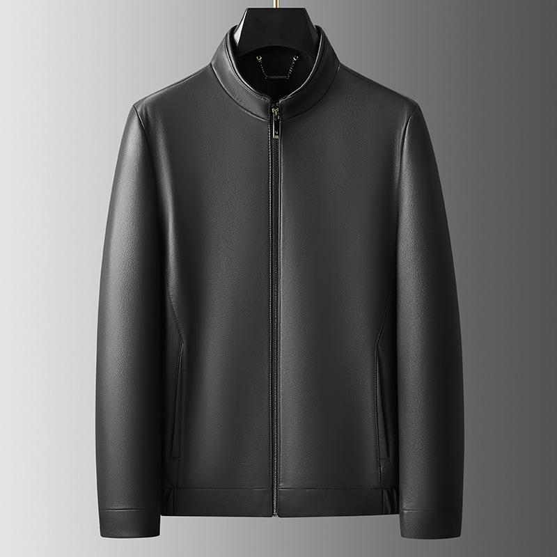 

Новая осенне-зимняя куртка из натуральной кожи, мужская куртка с воротником-стойкой, деловая повседневная мужская куртка из овчины, одежда для папы 195