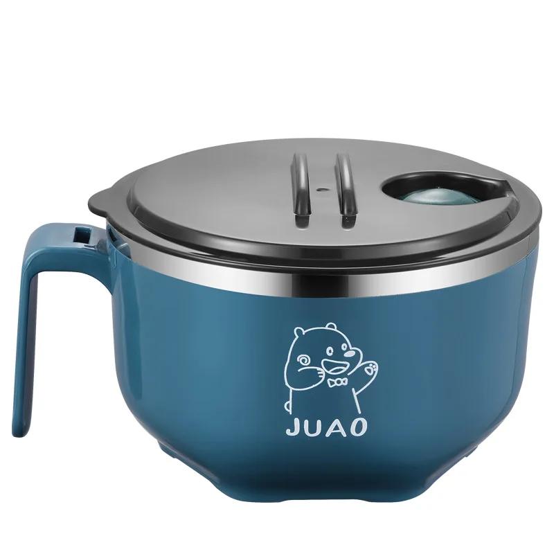 1pcs Ramen Bowl with Handle & Lid Cute Anti-Scald Instant Noodle Soup Bowl Kawaii Tableware for Student Dormitory 5 inch
