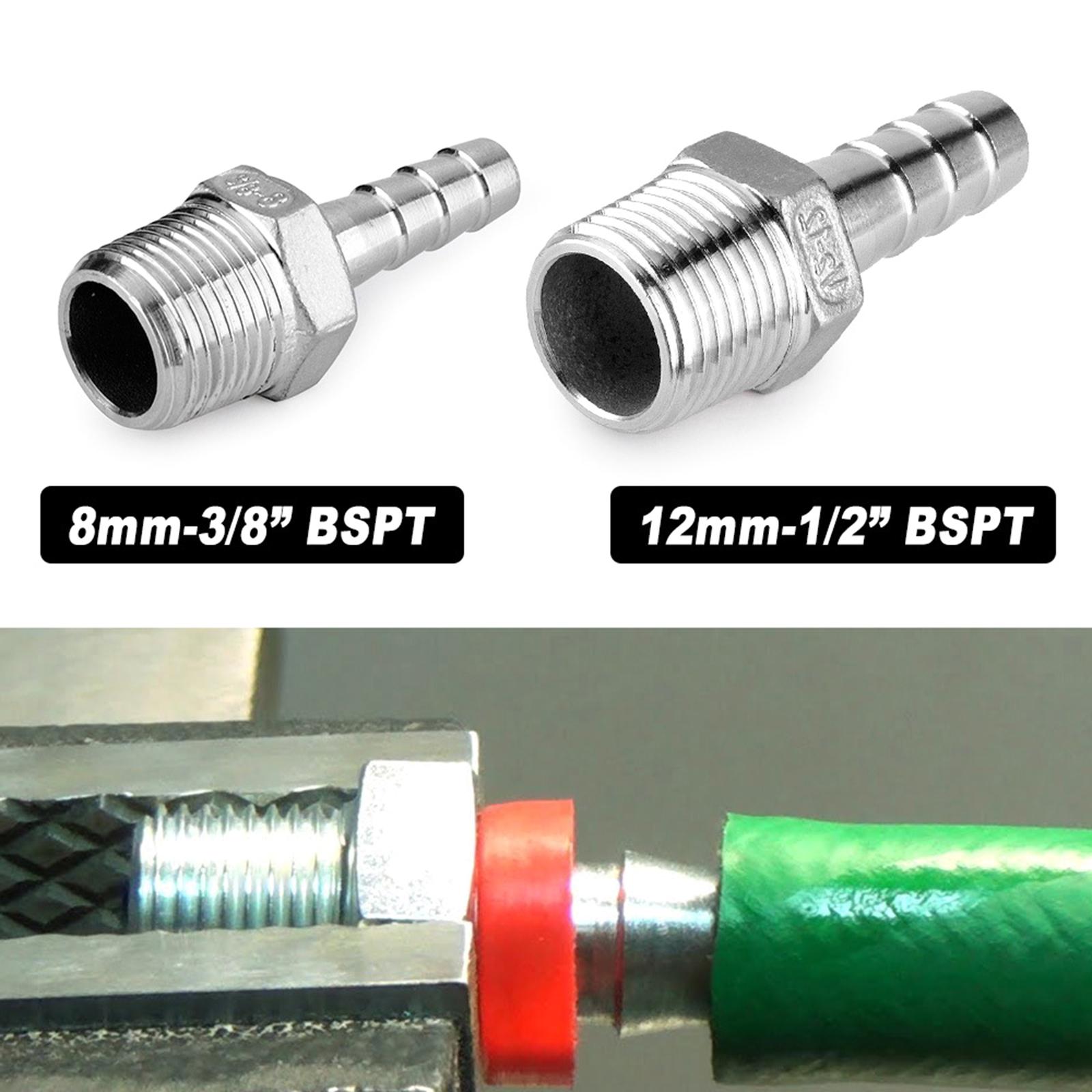 

Pipe Fitting 8mm 12mm Hose Barb Tail 3/8 1/2 Male Thread Connector Joint StainlessSteel Coupler Adapter