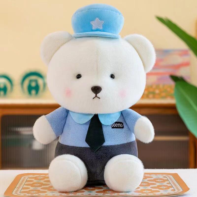 Cute Police Bear Plush Teddy Bear Police Doll Teddy Bear Doll Traffic Police Bear Doll Giving Children Gifts