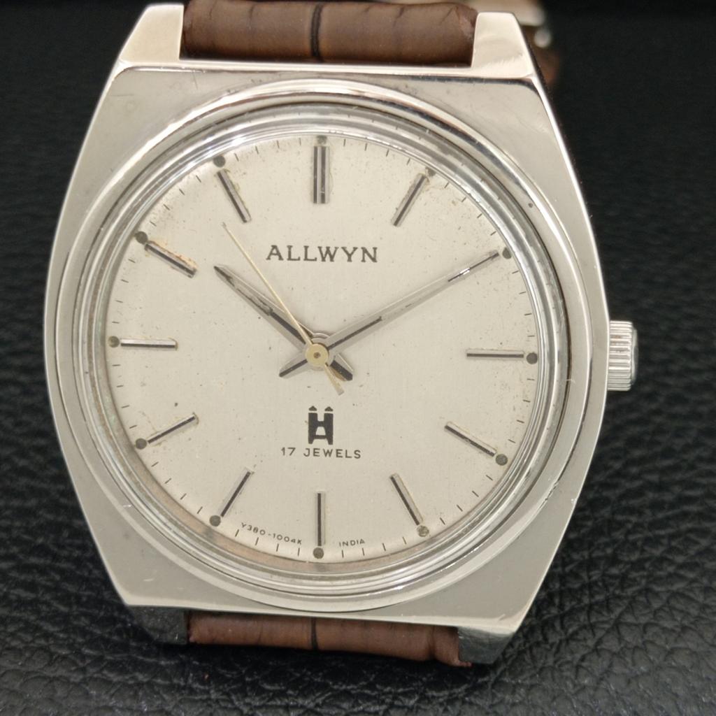VINTAGE ALLWYN 6300A HAND-WINDING INDIA MENS ORIGINAL DIAL WATCH a706055-1