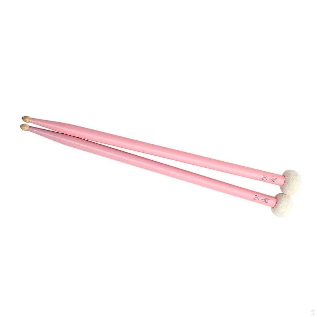 2 Classic Maple Wood Drumsticks Double End Cymbal Mallet Wooden Tip for Kit Bass Drums Replacement