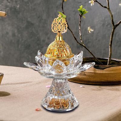 Glass Incense Burner,Bakhoor Burner Tabletop Centerpiece Gift,Lotus Cone Holder,Arabian