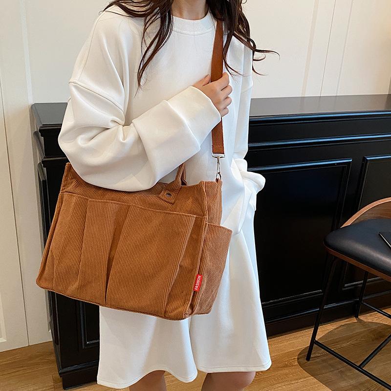 Casual Simple Shoulder Tote Bag Messenger Bag Women's 2025 Large-capacity Corduroy Women's New Handbag