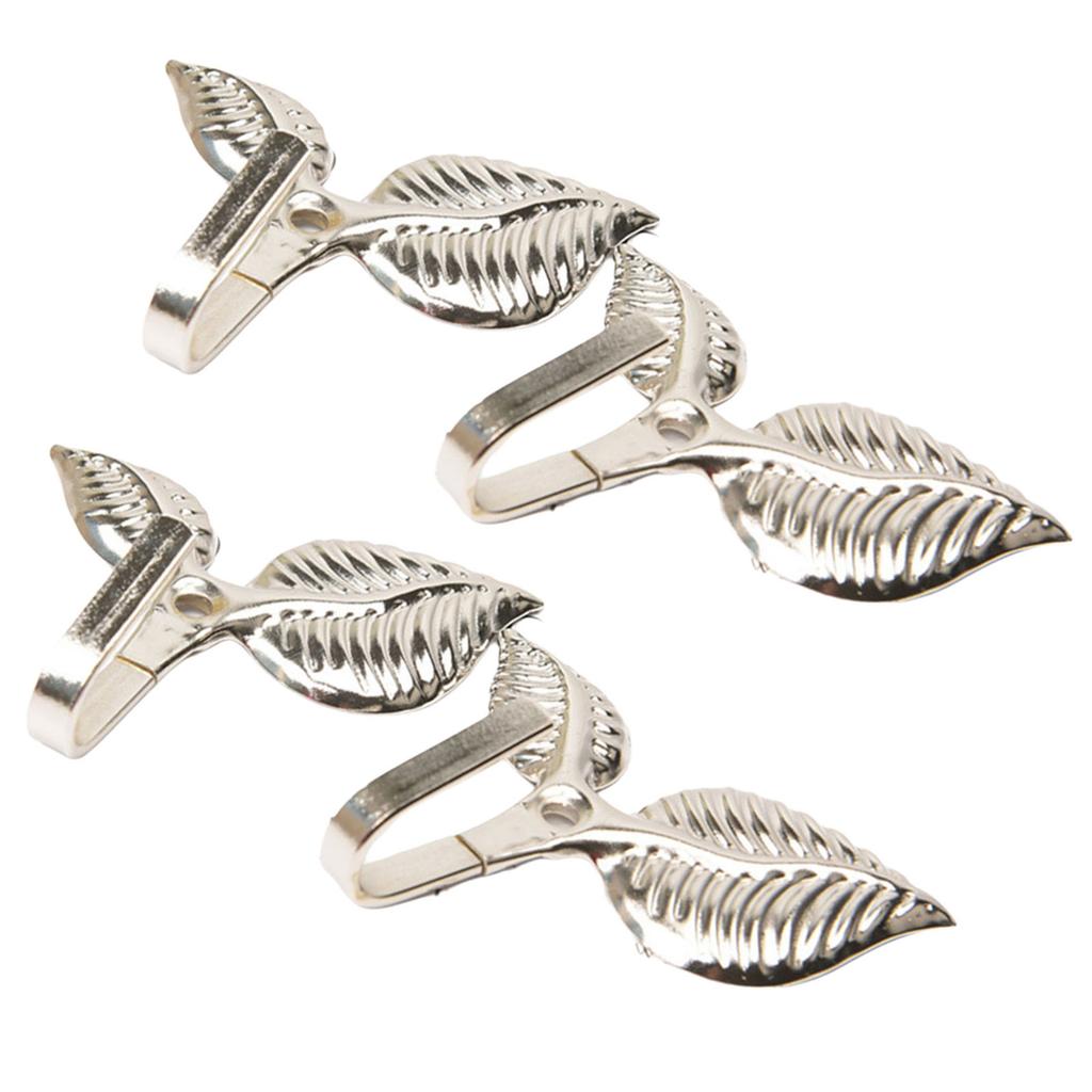 Set of 4 Curtain Tiebacks Vintage Leaf Shape Curtain Holdbacks Hooks for Room Enhancement Home Decoration