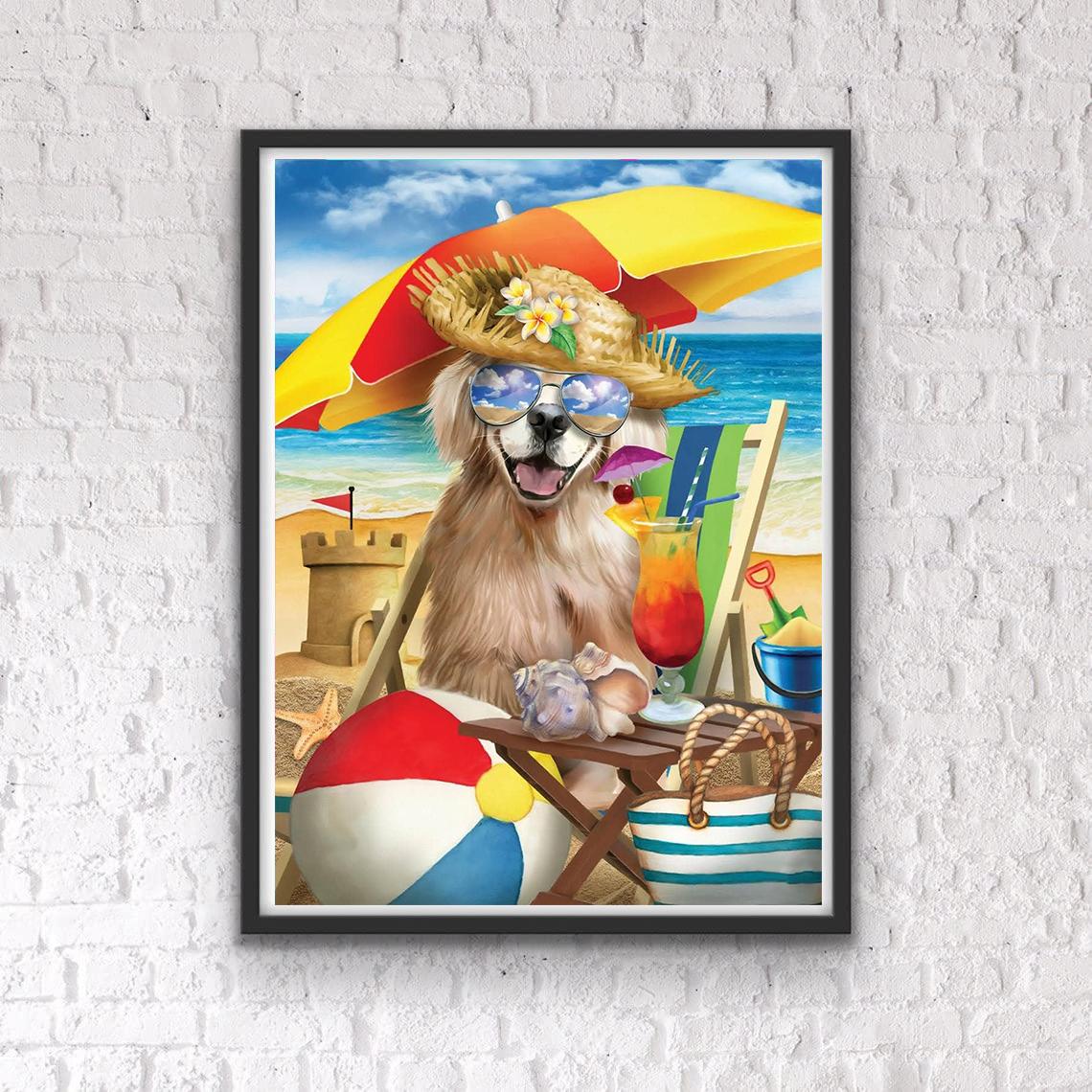 

5D DIY Алмазная картина «Собака на отдыхе», набор для вышивки крестом, мозаика, алмазная вышивка, роза, полная круглая/квадратная дрель, украшение для дома Round 30x40cm