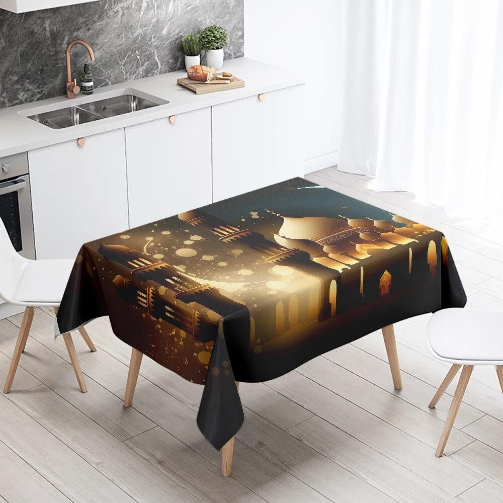 

Декоративная скатерть для Рамадана, исламская мусульманская мечеть, украшение для дома, скатерть, водонепроницаемая и необрастающая 40x70cm