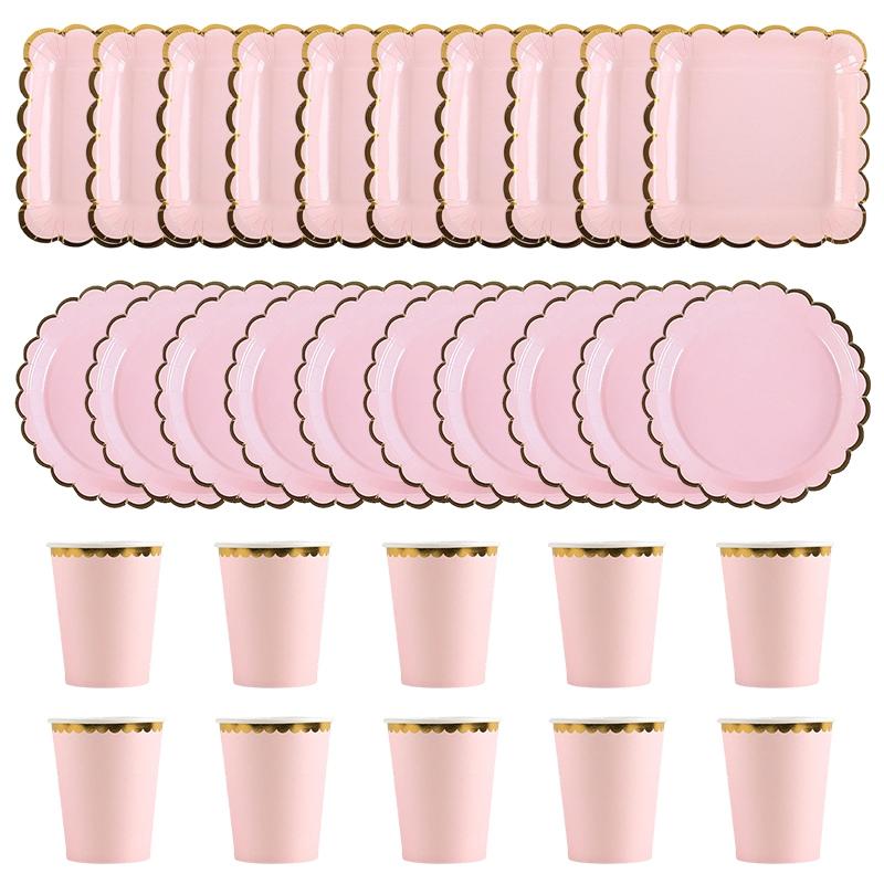 10-40Pcs/Set Colorful Disposable Party Plates Supplies Disposable Paper Dishes Party Baby Shower Disposable Birthday Tableware