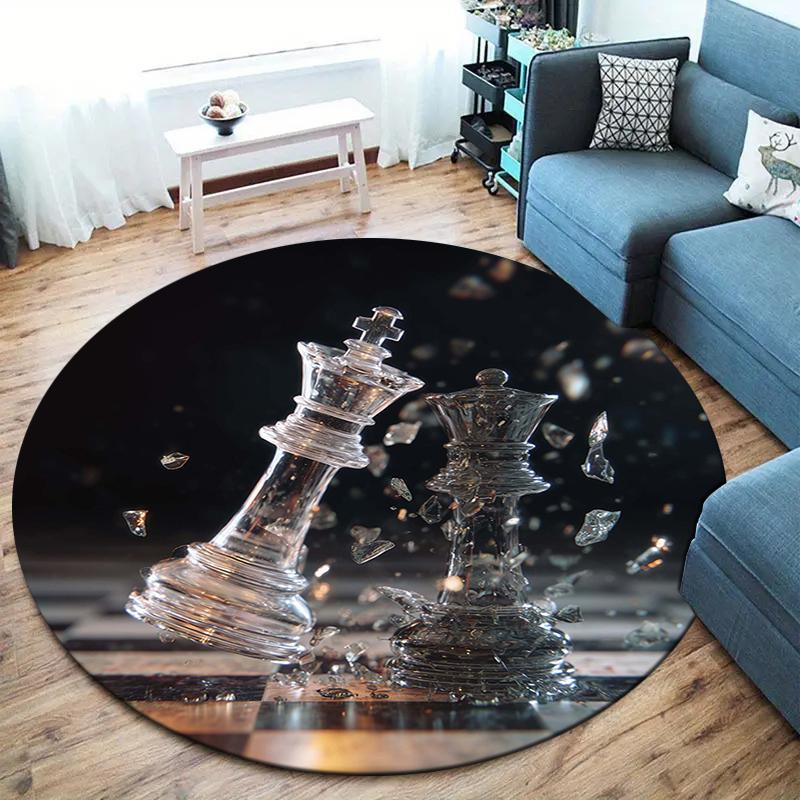 Chess Round Area Rug,Carpet Rug for Living Room Bedroom Sofa Playroom Decor,Non-slip Floor Mat