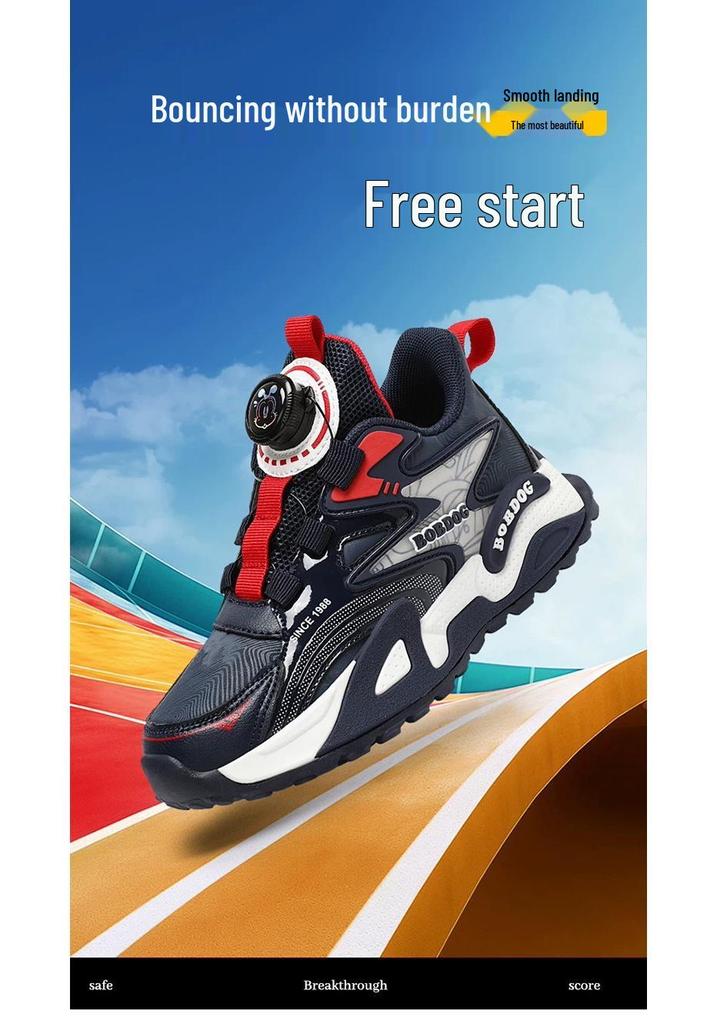 Babudou Boys' 2026 Waterproof Leather Sports Shoes for Autumn/Winter