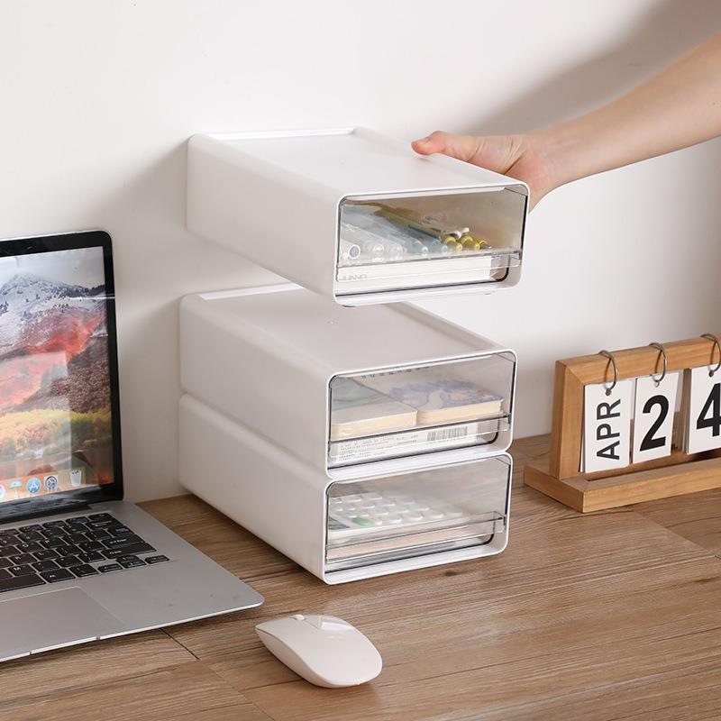 Desktop Transparent Storage Box Drawer-type Office File Storage Box Bedroom Study Superimposed Combination Storage Cabinet