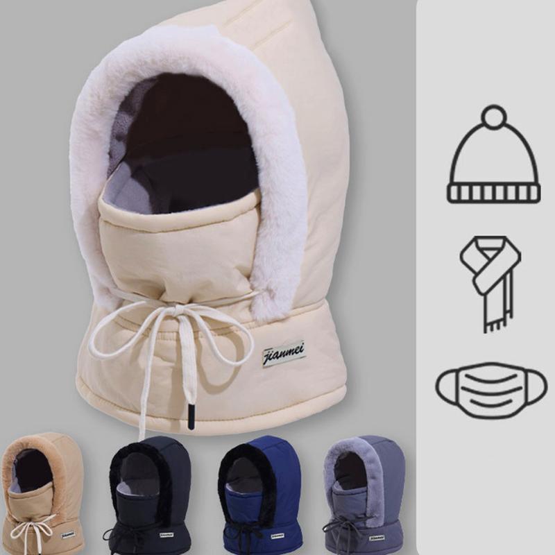 Cold Weather Thermal Balaclava Scarf Winter Windproof Hood Hat Plush Neck Warmer Ski Face Mask For Outdoor Activities