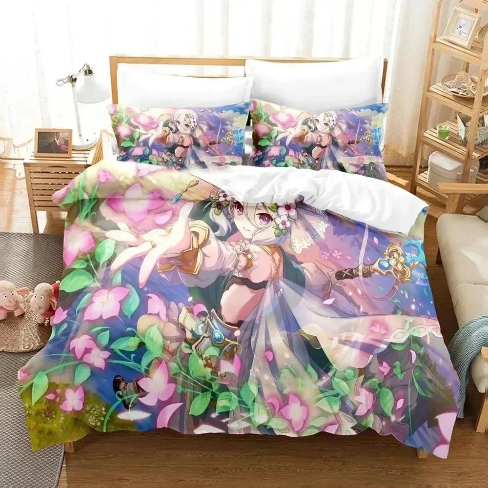 Anime Game Princess Connect! Redive Bedding Set Duvet Cover Bed Set Quilt Cover Pillowcase Comforter King Queen Sizes Boys Adult