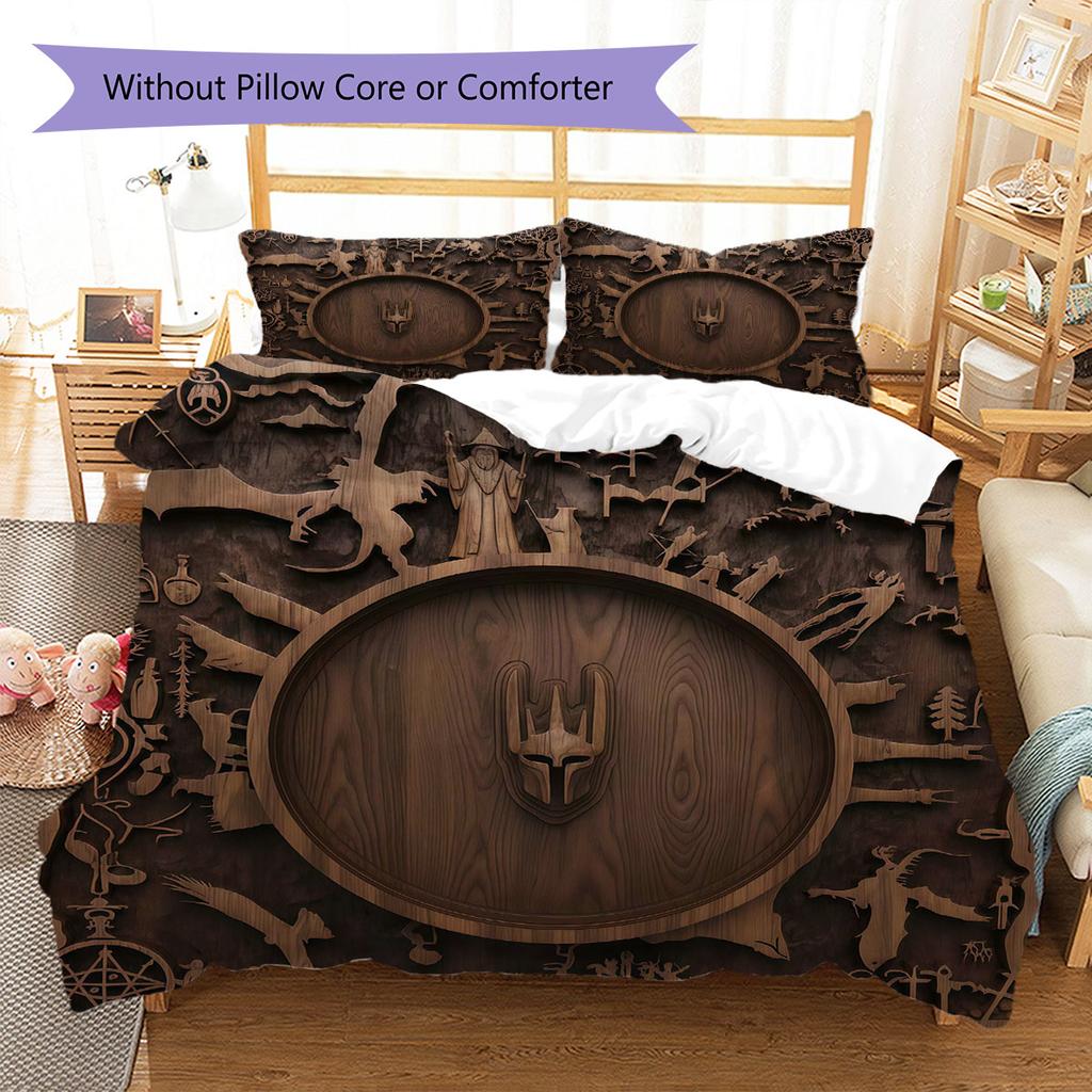 HelmofMordor Pattern Bedding Quilt Set Quilt Cover Pillowcase Home Decoration Birthday Gift (1 * duvet cover + 2 * pillowcase, without core)