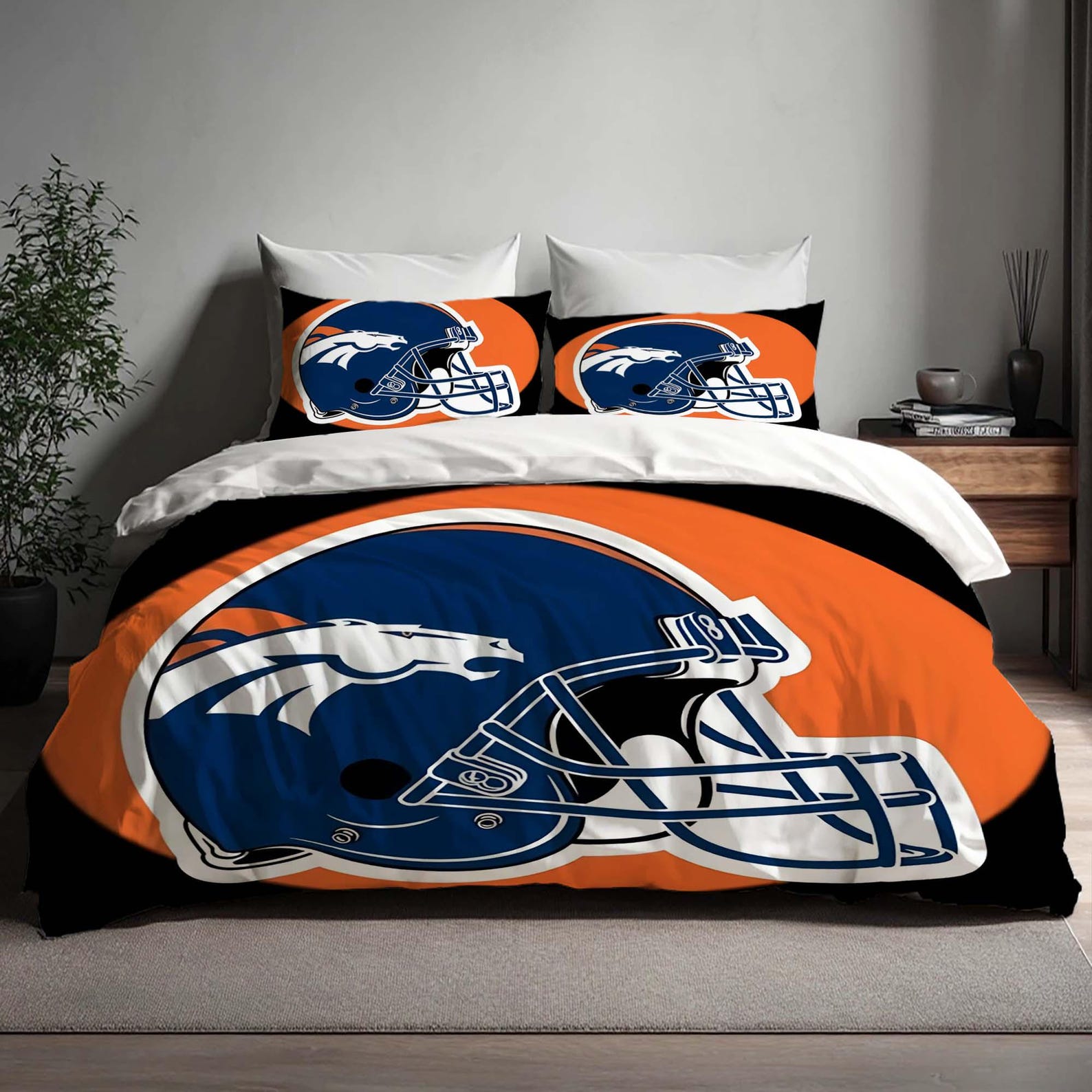 Handmade Gift Denver Broncos Duvet Cover Three Bedding Set Custom Name Birthday Bedding Quilt Cover Christmas Halloween Gift Back to School. 135x200cm