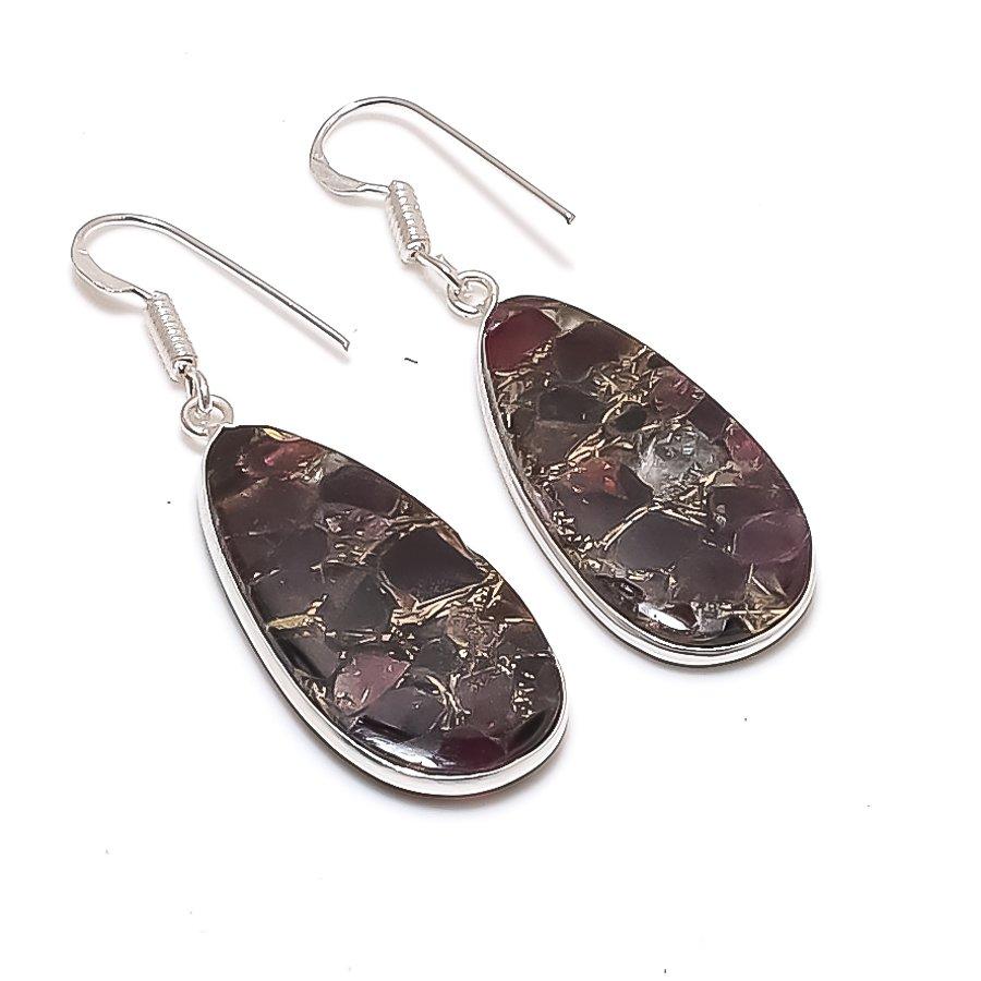 Natural Copper Pink Tourmaline 925 Sterling Silver Jewelry Earring 1.97 AE-12301