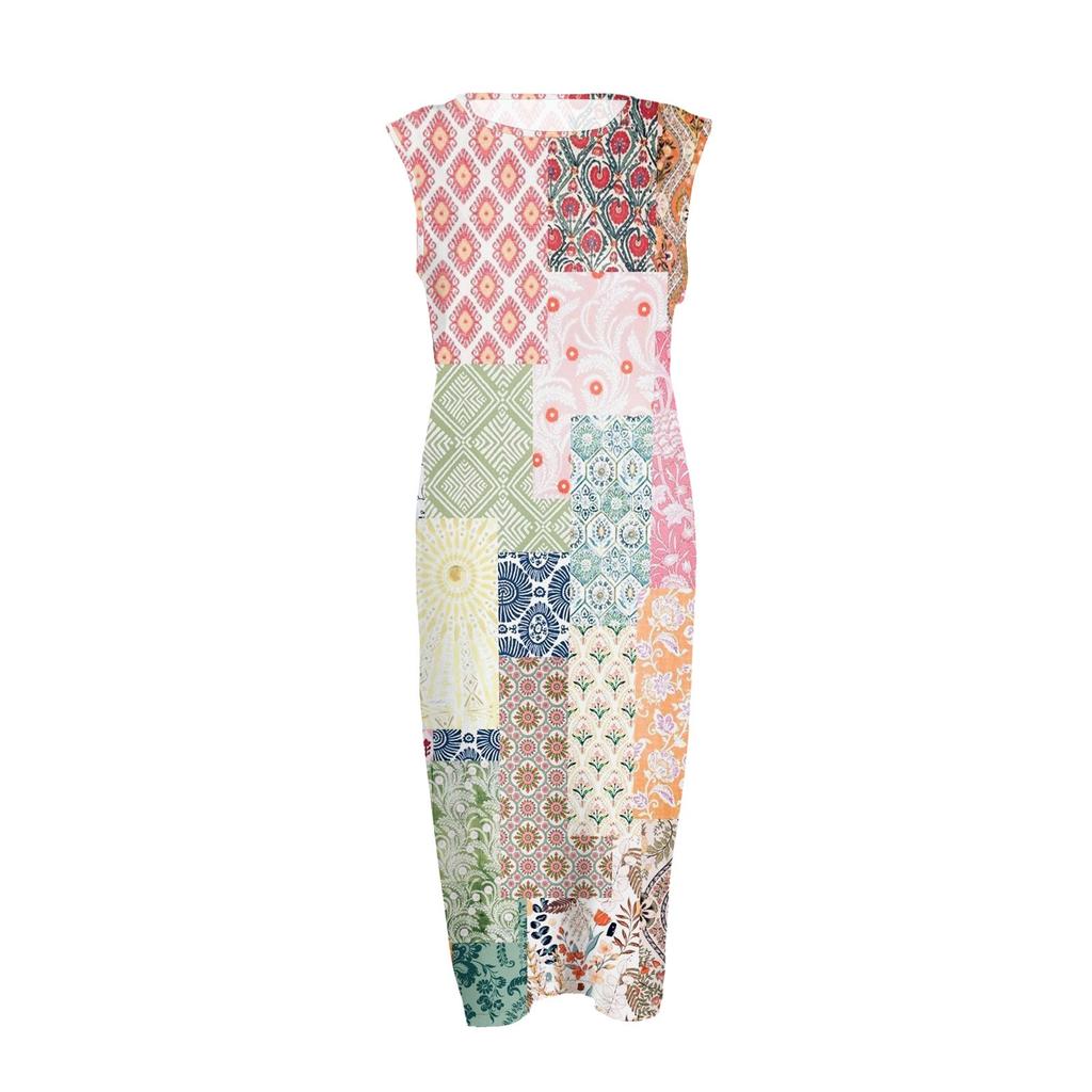 Abito da Donna alla Moda Casual Senza Maniche Girocollo Retrò Boemo Elegante Temperamento