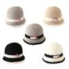 Furry Bucket Hat Bowknot Plaids for Outdoor Sports Furry Warm Oversized Headgear Hat for Winter