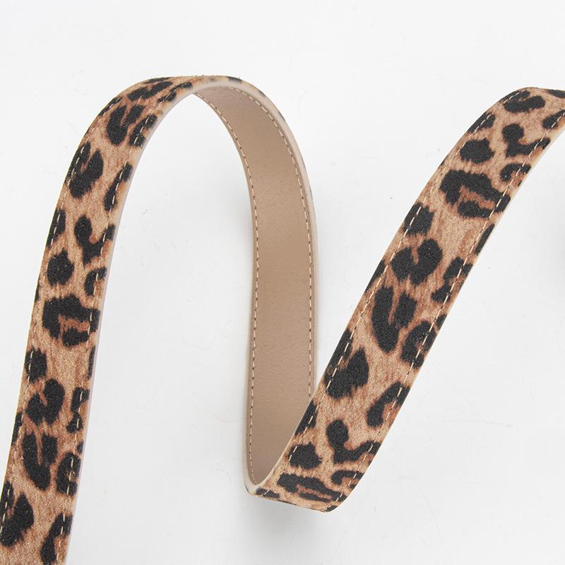 Leopard-print Thin Women's Belt, Fashionable Retro High-end Genuine Leather Decoration with Jeans Belt, Women's Belt