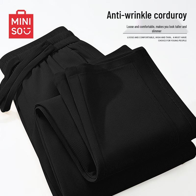 

MINISO Men s Loose Fit Straight-Leg Corduroy Casual Pants M