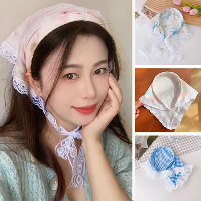 Ins Pastoral Style Triangle Headscarf Hairhoop Sun Protection Headscarf