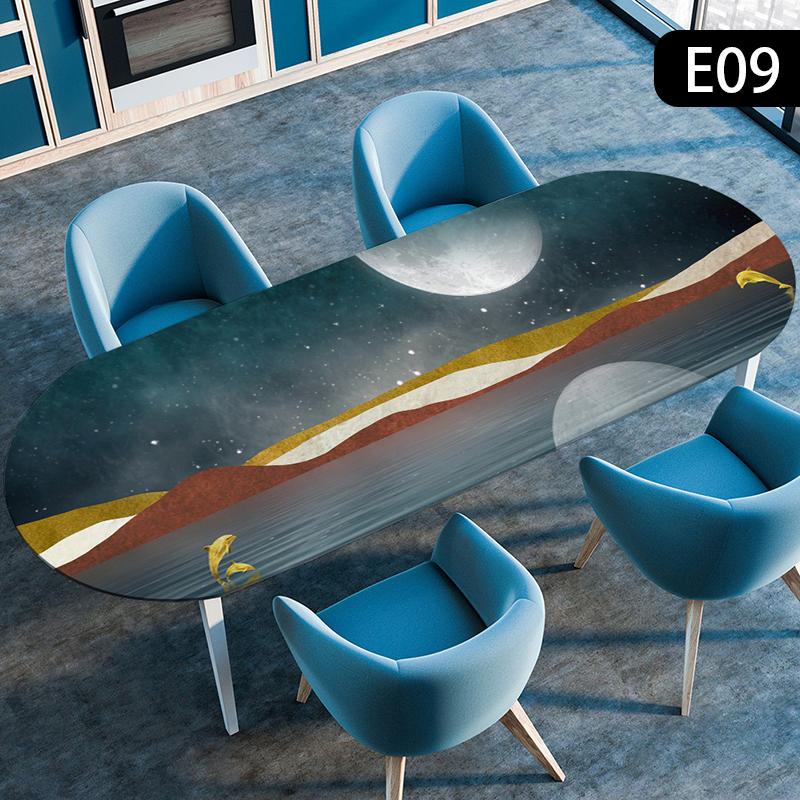 Waterproof Tablecloth Oil-Resistant Elastic Stretch Oval Fitted Table Cover for Kitchen Dining Wedding Party Outdoor Courtyard