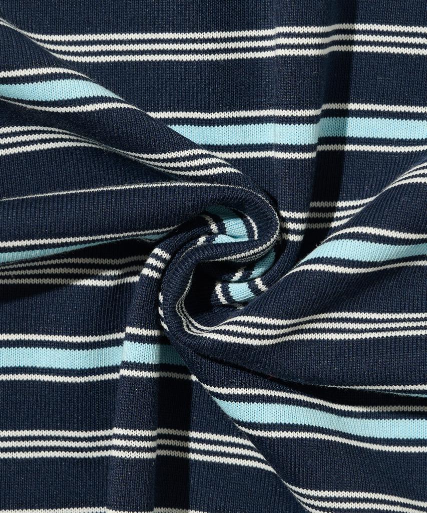 TAILOR STUDIO Soft Campus Striped Short Sleeve T-Shirt (Navy/Blue)