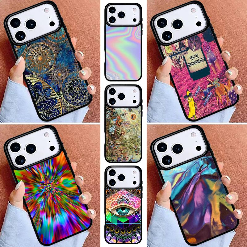 Hippie Trippy Psychedelic Message Abstract Phone Case for iPhone 16e 15 14 13 12 17 Pro Max Plus Air 17pro Cover Coque