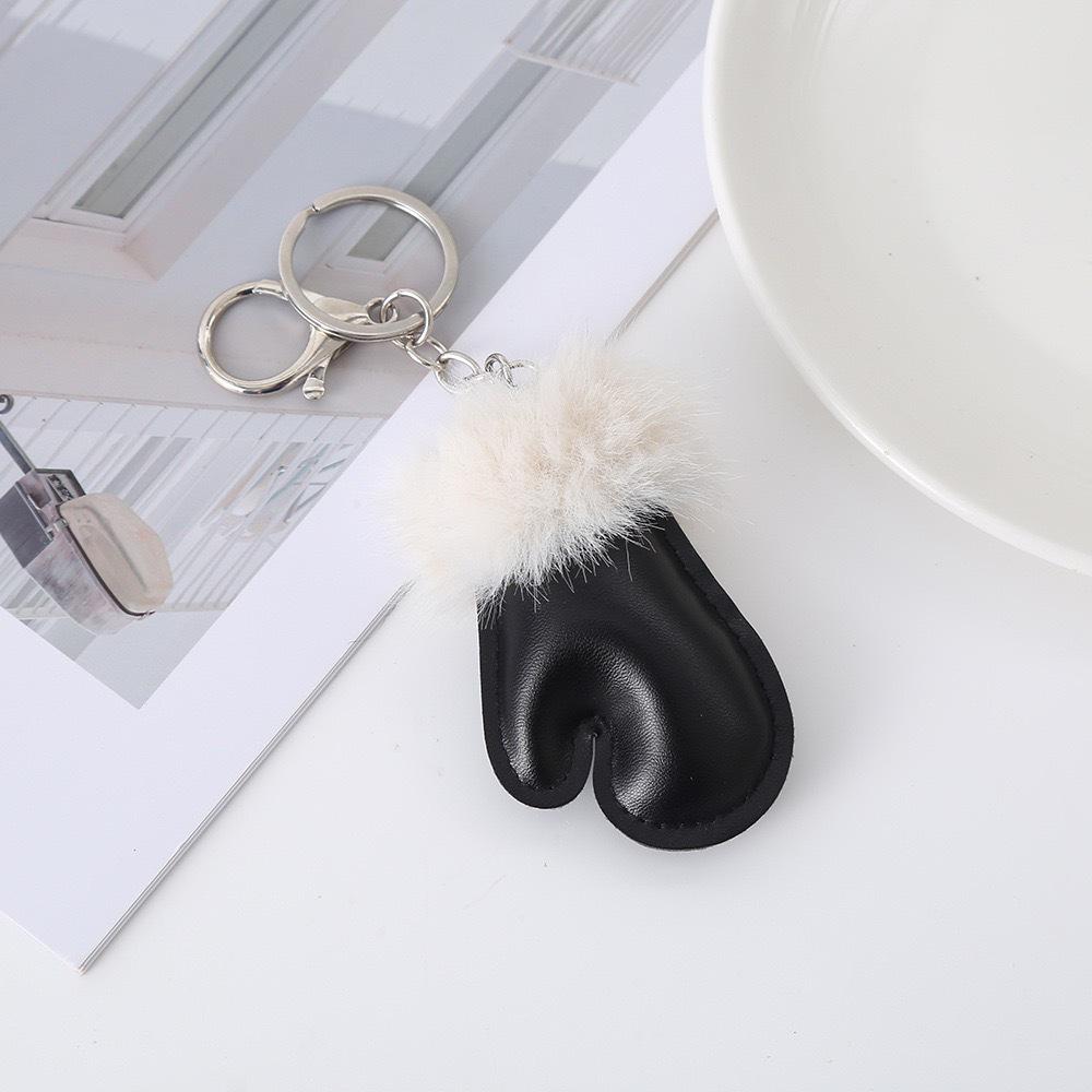 Winter Plush Glove Keychain: Leather, Stylish & Versatile Bag or Clothing Accessory