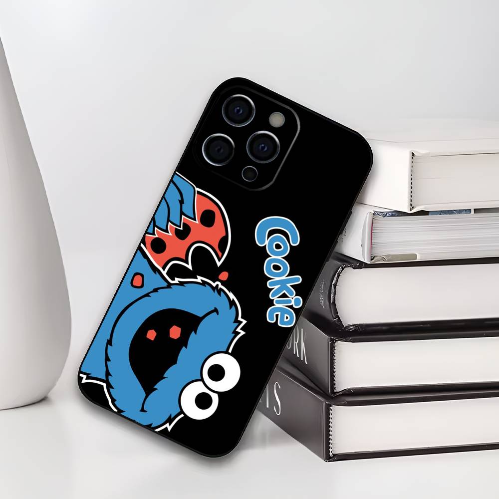 C-Cookies Monster Cartoon Phone Case For iPhone 17,16,15,14,13,12,11 Plus,Pro Max,XS,Soft Black Cover