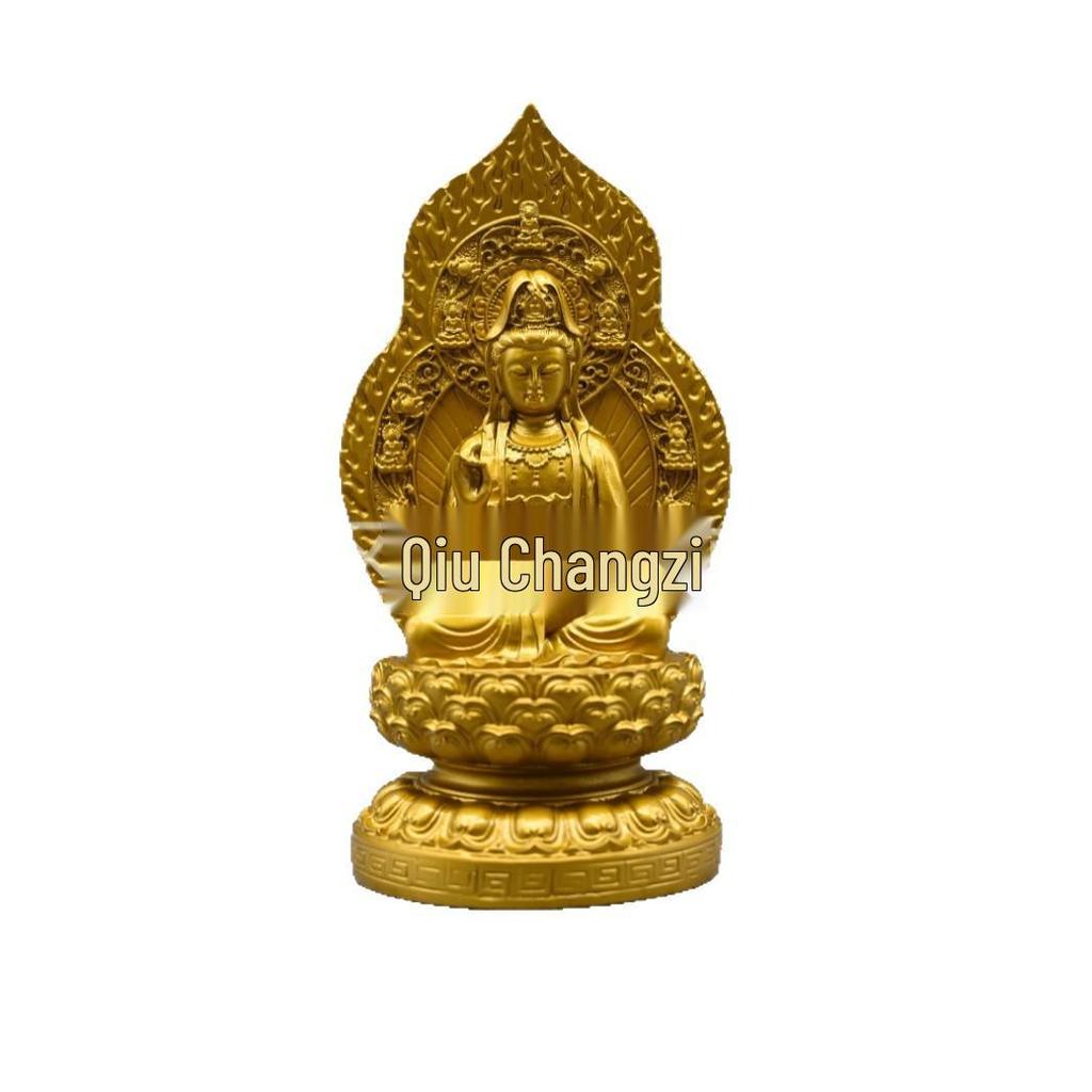 Figurine de Bouddha Yakushi Bleu Jaune – Statue émaillée de Guanyin Tathagata Ksitigarbha