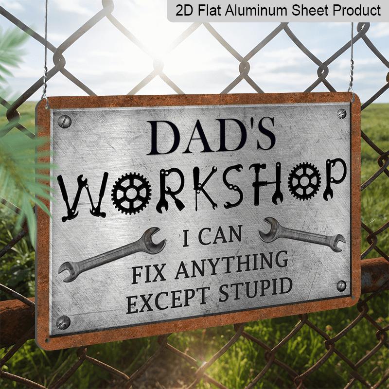 2D Flat Decorative Signs & Plaques Dad's Workshop Aluminum Sign for Dad for Man Cave Home Decor Garage Decor Farmhouse Sign Vintage Mechanic Wrench