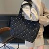 Versatile Quilted Tote Bag Sweet Bubble Shoulder Bag Cloth Bag Rhombus Plaid Handbag  Women